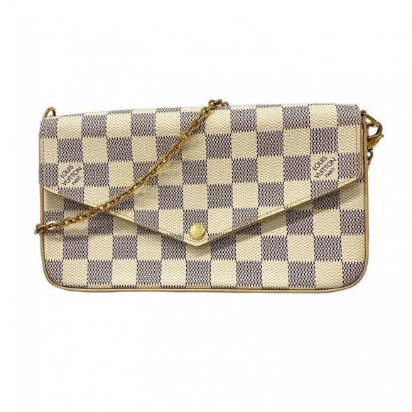 Louis Vuitton Shoulder Wallet Damier Azur Pochette Felicie N63106 White Rose - Picture 1 of 10